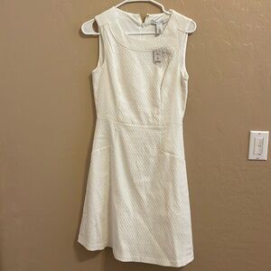 White House Black Market Women’s Midi White Theory A-Line Dress Size 4